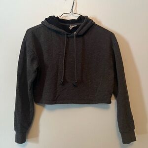 Divided Charcoal Cropped Hoodie